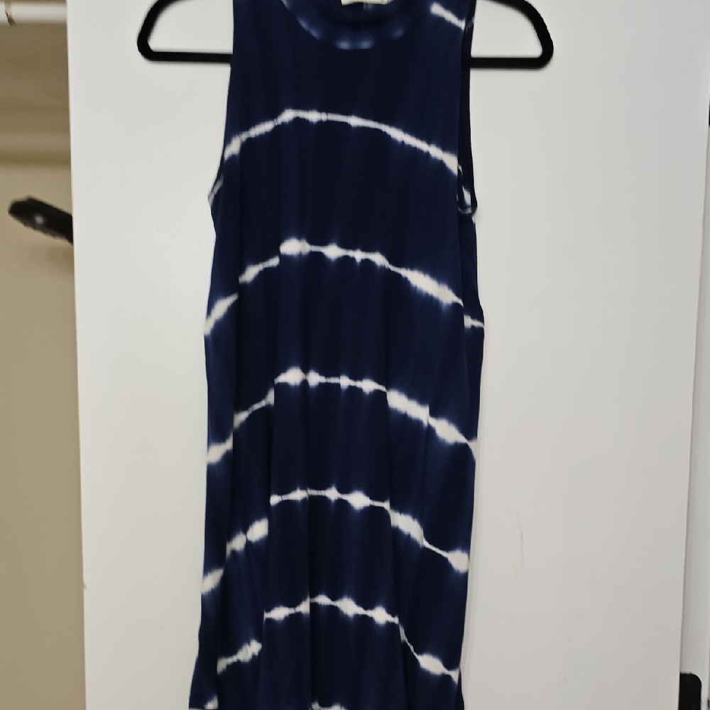Ginger G Navy and White Tie-Dye Midi Dress Size M